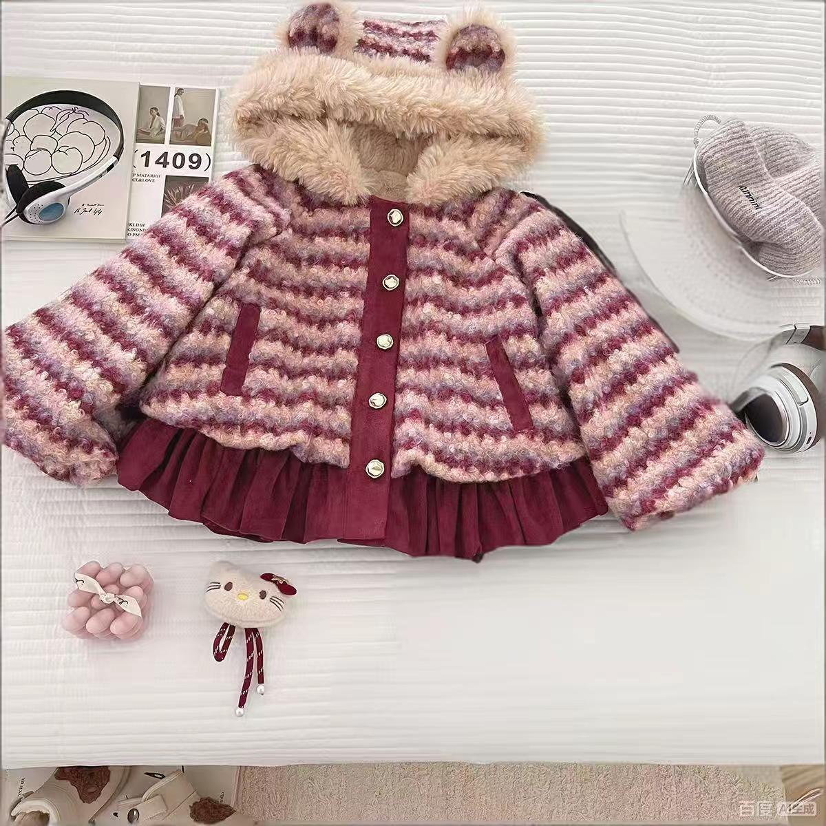 女童冬季加绒加厚毛毛衣2026新款小女孩外套