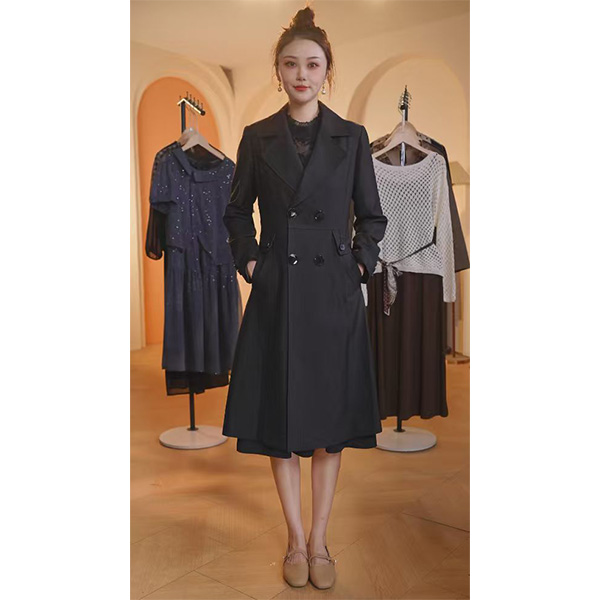 L9457 2025年秋季新款时尚百搭西装领气质修身型森系风衣秋冬