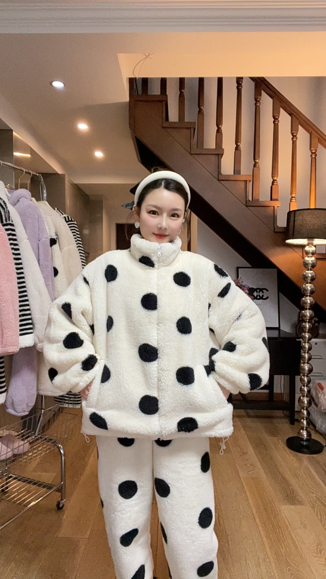 2025秋冬新款北羔绒加绒加厚家居服套百搭时尚质宽松睡衣可外穿