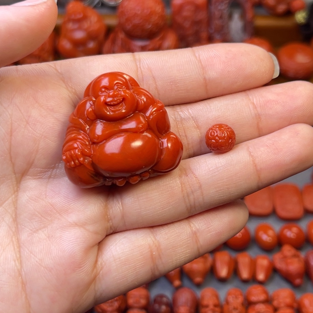 东***司南红玛瑙未镶嵌川料瓦西精品佛公吊坠