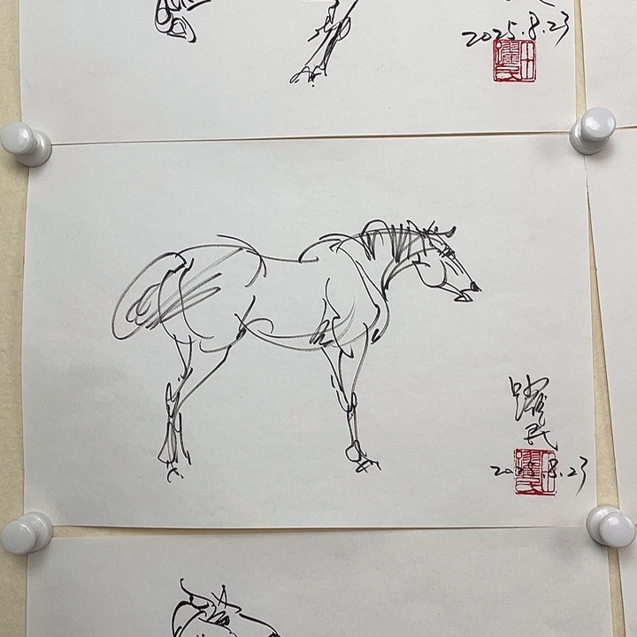 国画田跃民速写马