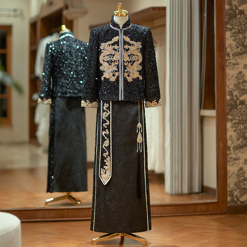 男士婚服中式结婚礼服2025新款新郎敬酒服龙凤褂男生接亲唐装秀和