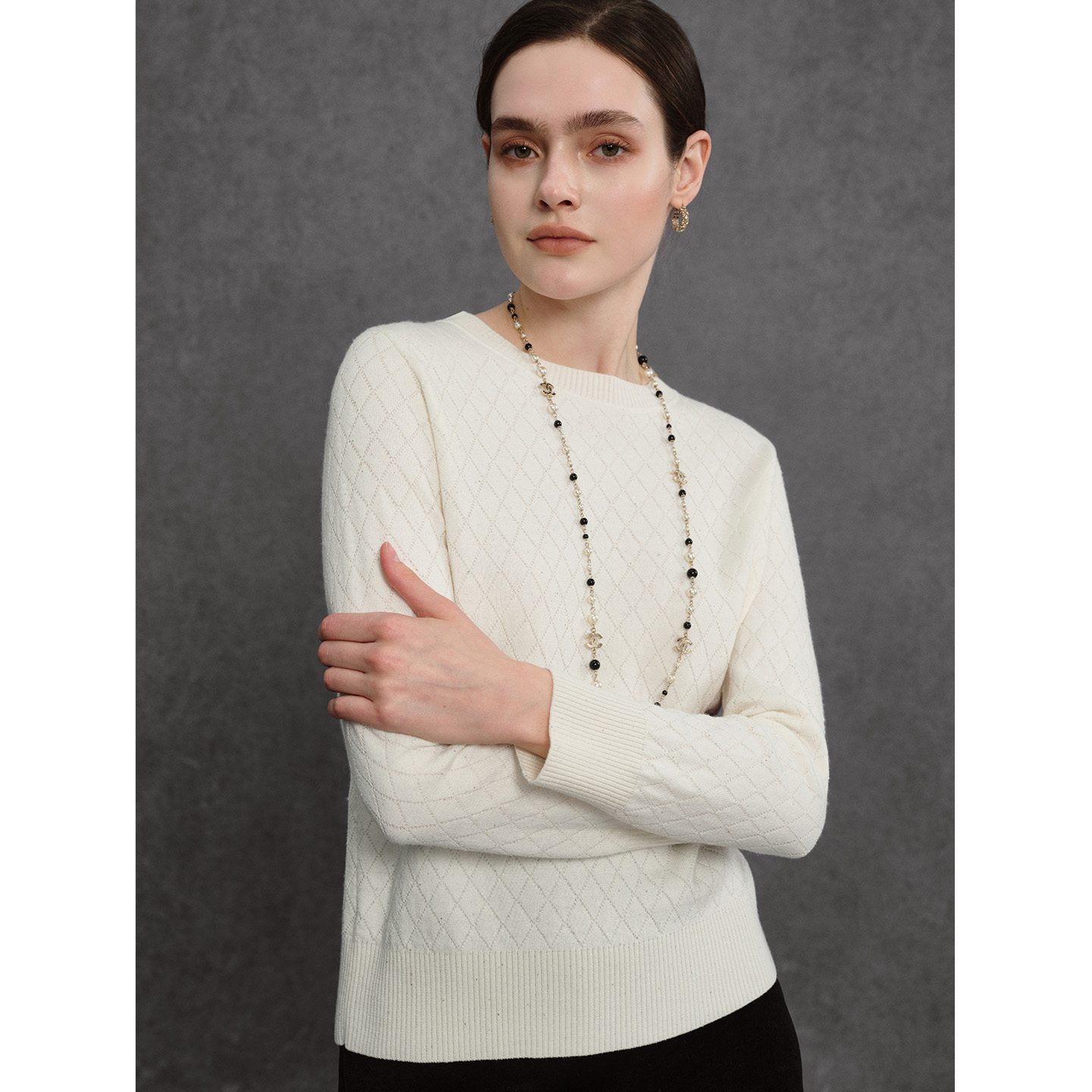 小岛微风 “香香毛衣” 德国扬子纱小珠片菱形提花毛衣M54MYWS028