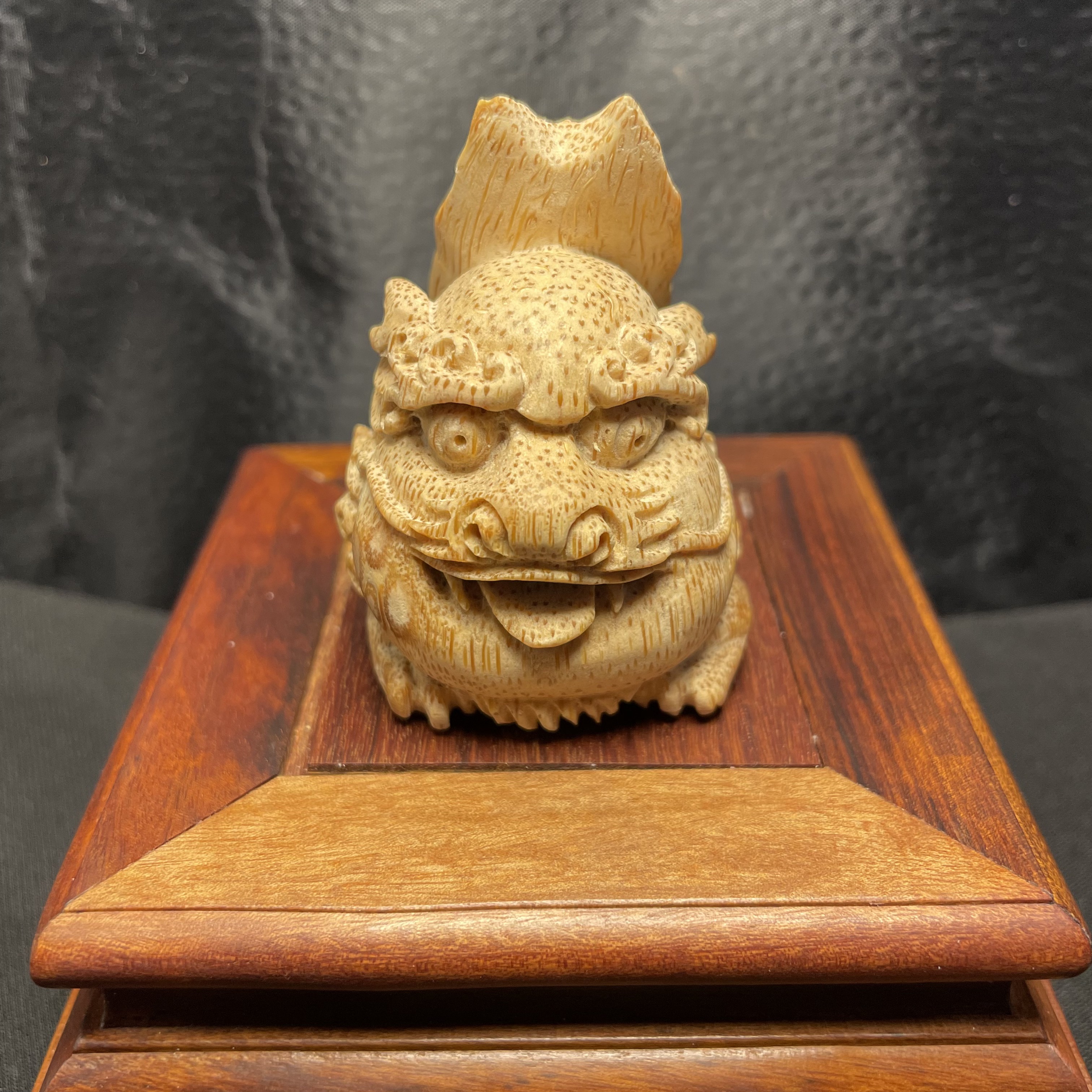 【龙生九子系列】竹根雕金蟾手把件龙生九子萌版