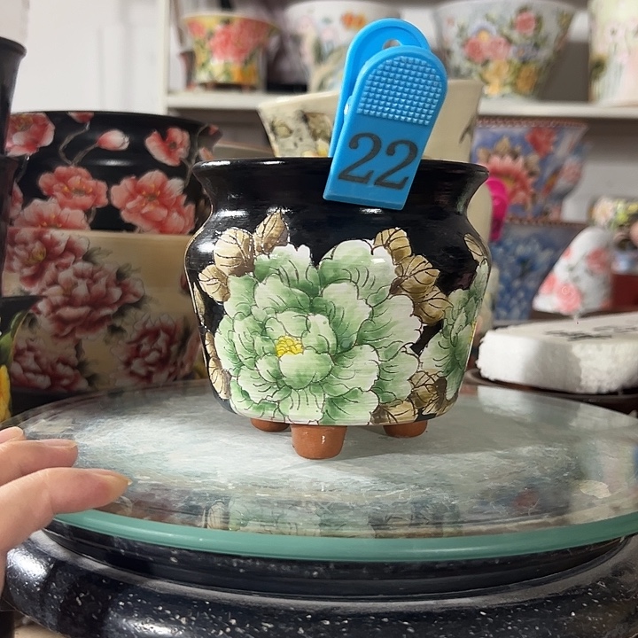 景德镇幸运花盆手绘韩式花盆