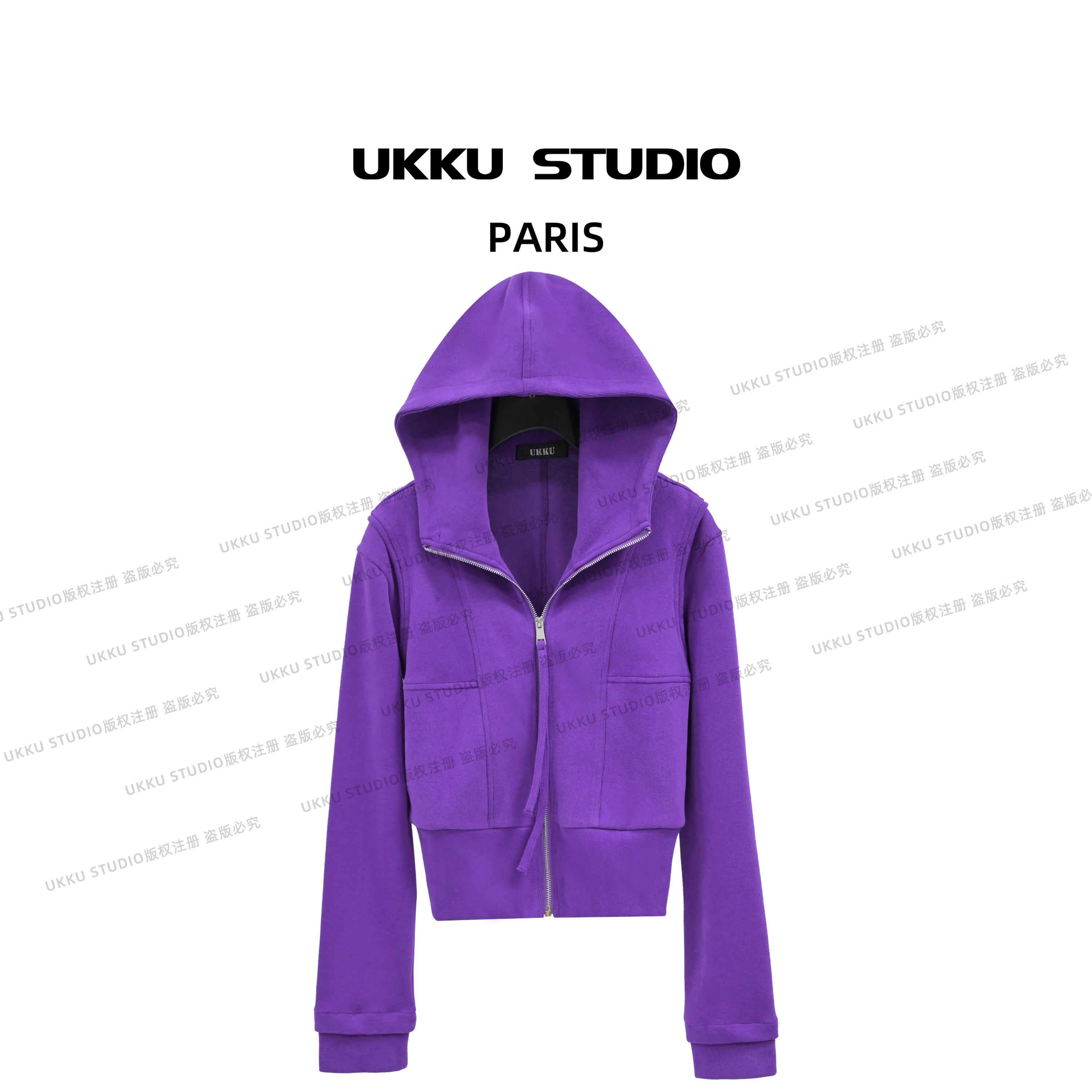 尧尧【UKKUSTUDIO】早秋修身显瘦时尚气质显白重磅连帽卫衣512967