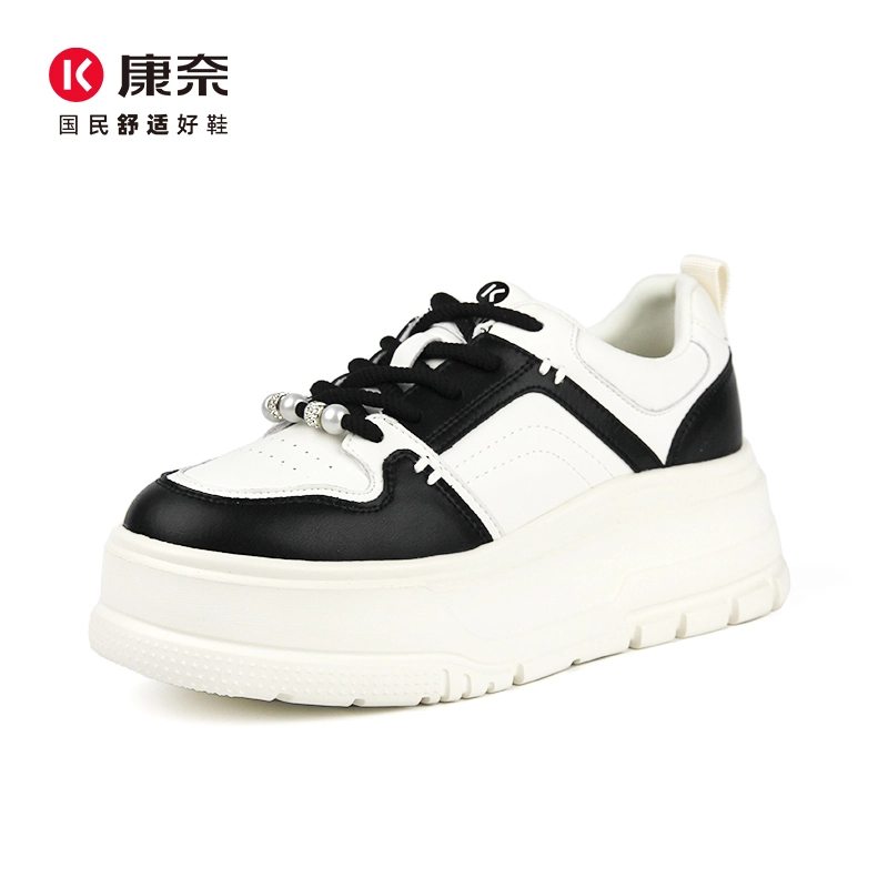 Kangnai/康奈46245专柜正品春秋真皮休闲厚底板鞋百搭女士小白鞋