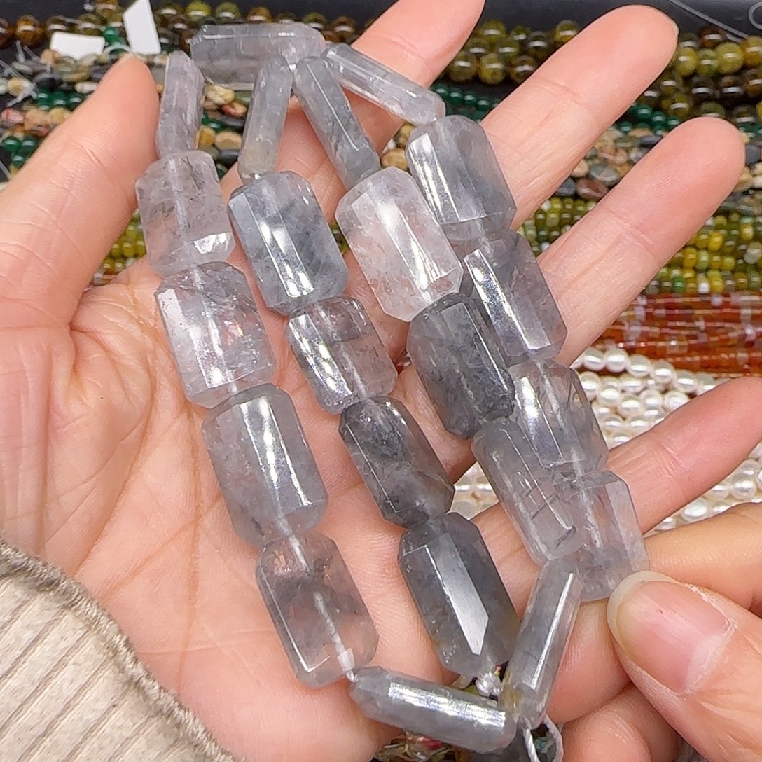 玛瑙/玉髓合金珠宝半成品云水晶12-19mm一条