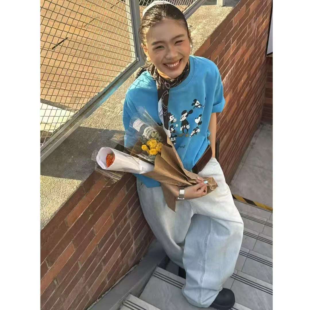 夏季新款韩系时尚百搭米奇印花T恤21159