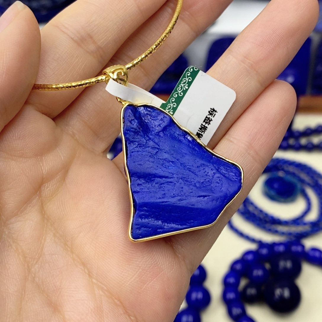 青金石颈饰银S925镀金镶嵌