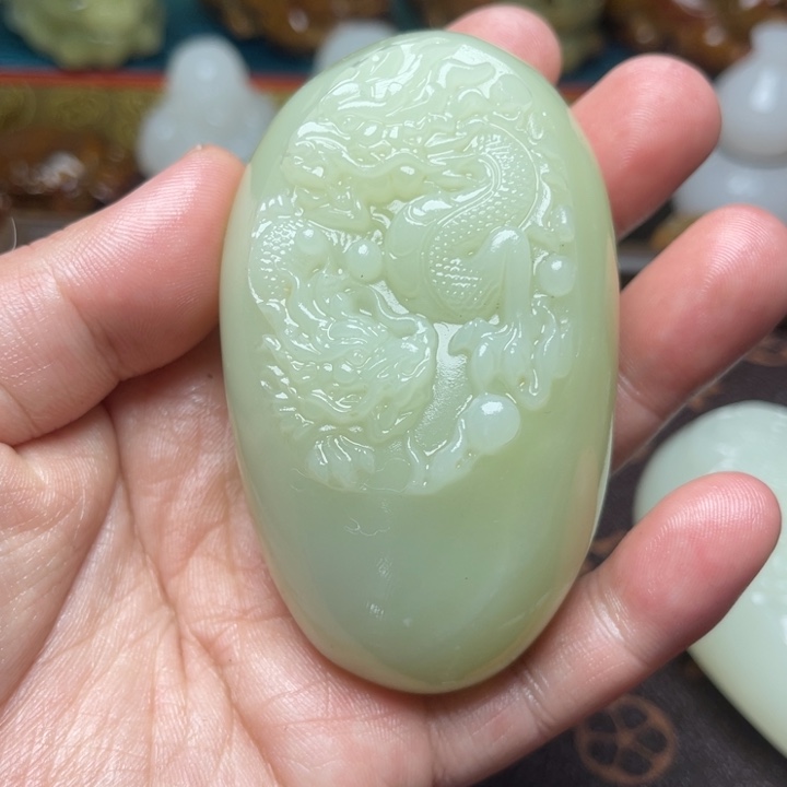 Z***下石材天然方解石手把件不退换