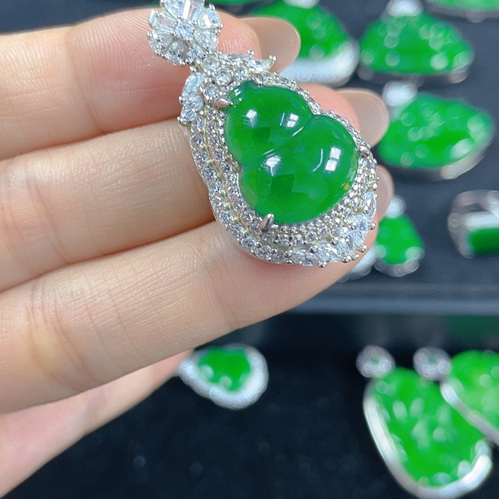 翡翠银S925镶嵌吊坠(不含链)