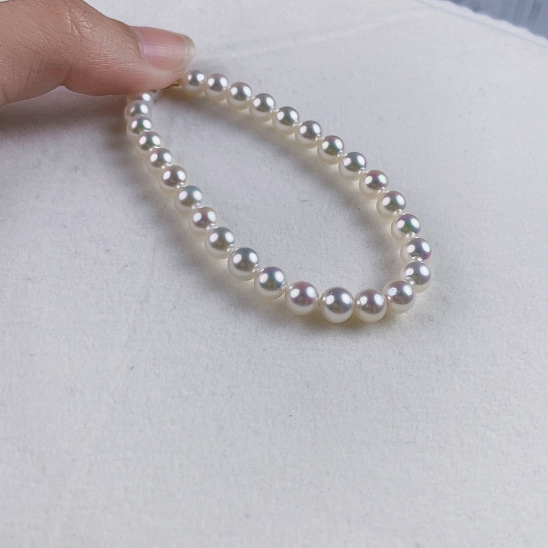 淡水珍珠手绳18K金镶嵌扣头款