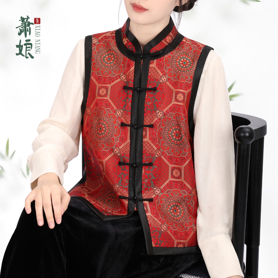 【飞羽】香云沙工艺新中式国风马夹宽松民族风马甲外套2114