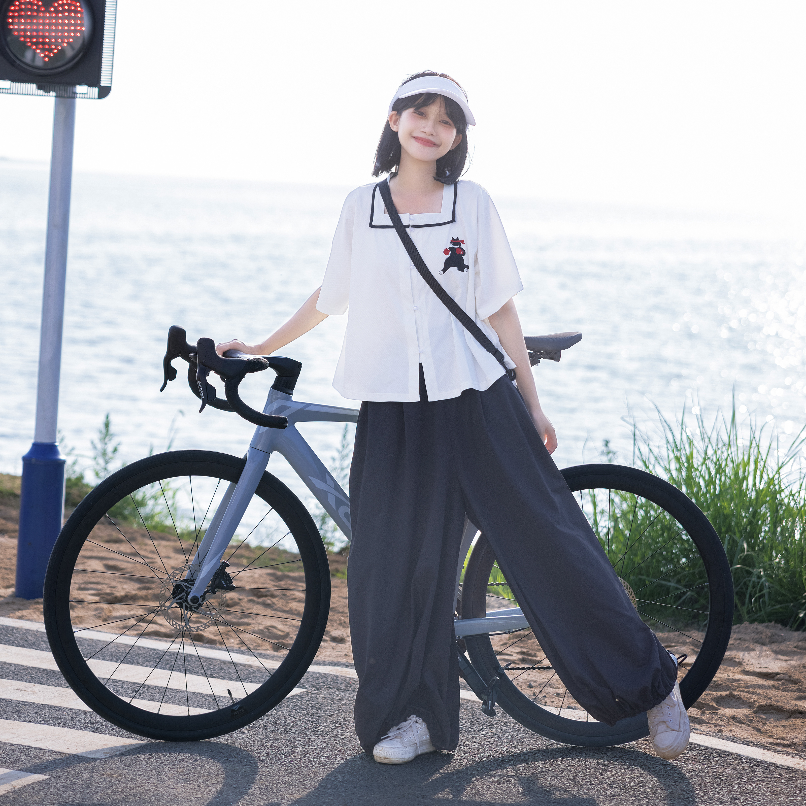 花朝记｜喵喵拳｜明制汉服元素方领对襟衫灯笼裤黑白休闲运动速干