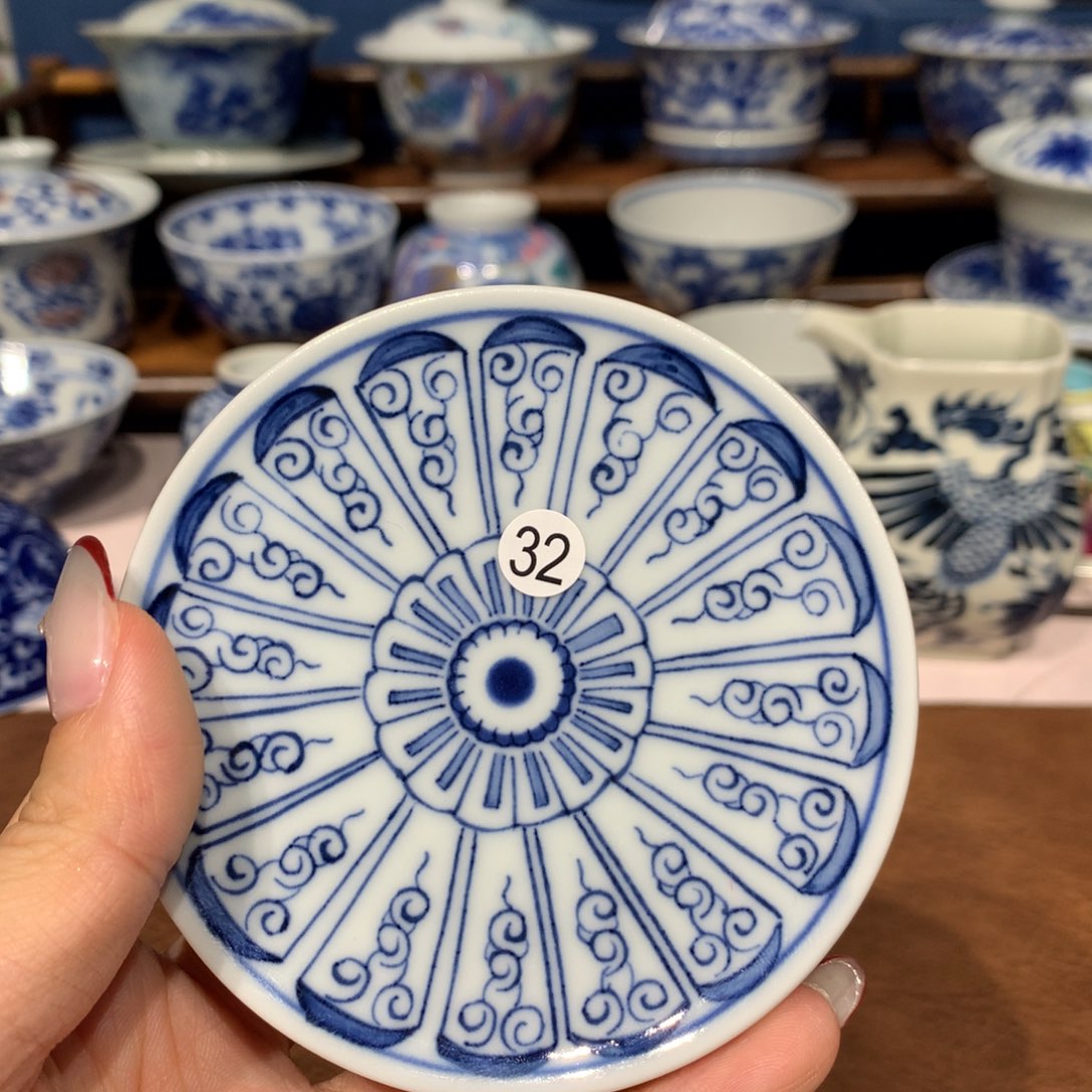 杯正**财32青花盖置啦啦啦啦