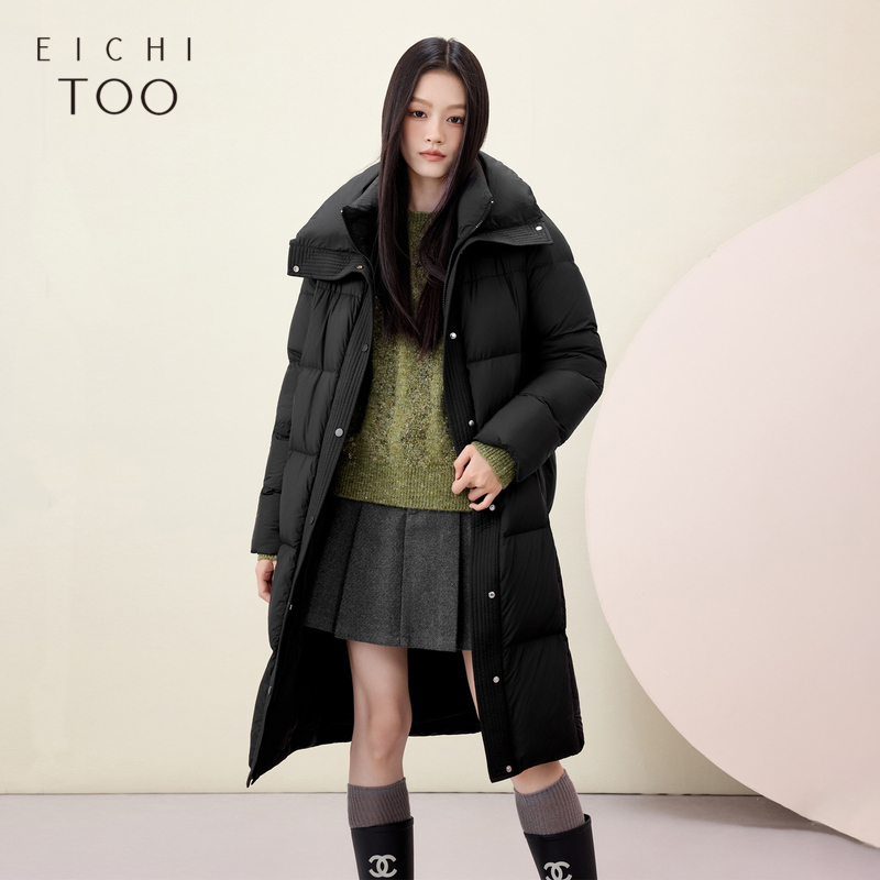 A爱居兔新款云朵泡芙双层领设计中长鹅绒服EWRAJ4P051A