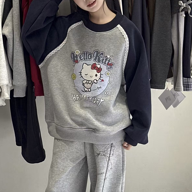 7260-1童装插肩印花加绒卫衣