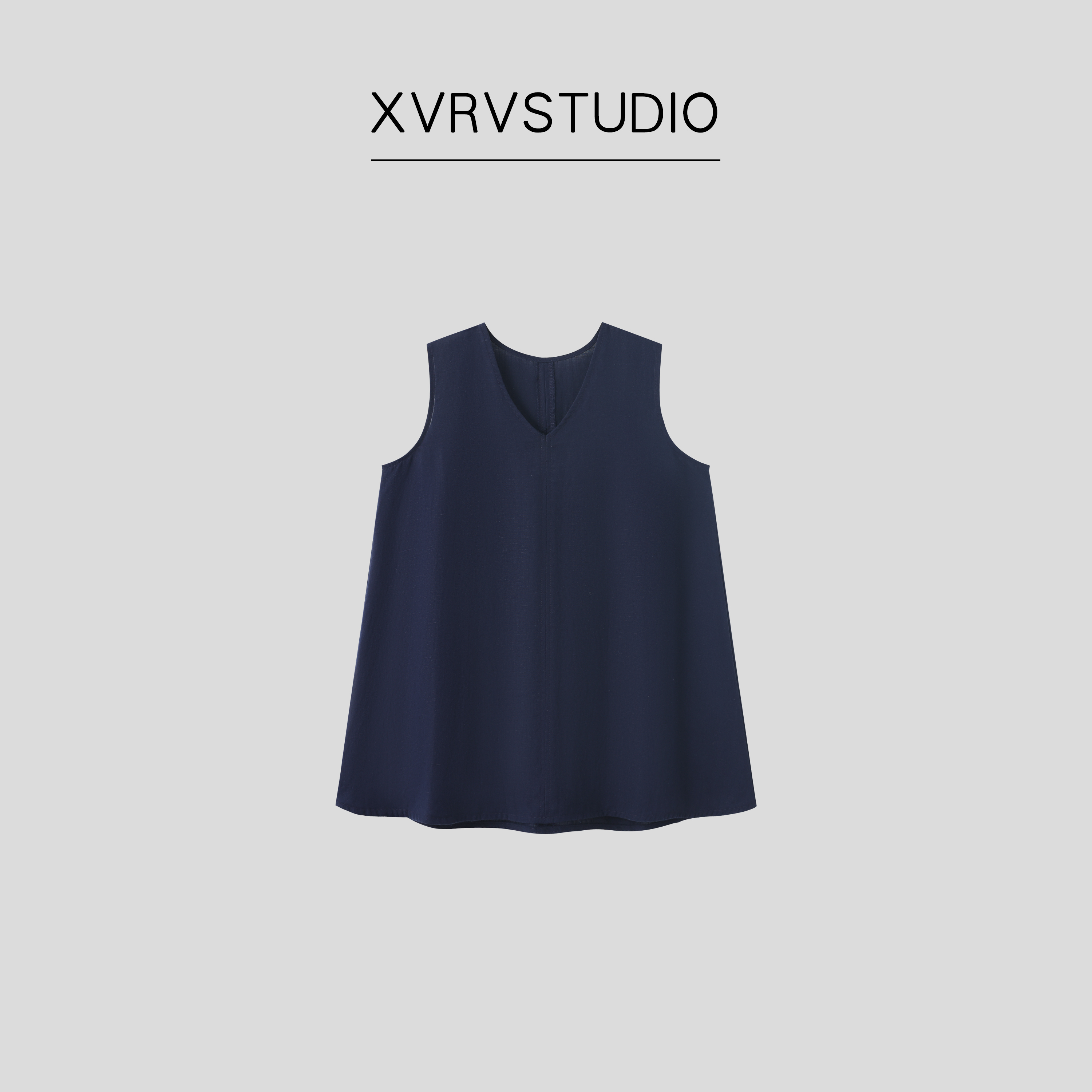 XVRV【夏上新】V领廓形背心慵懒水洗天丝亚麻无袖背心透气运动T恤