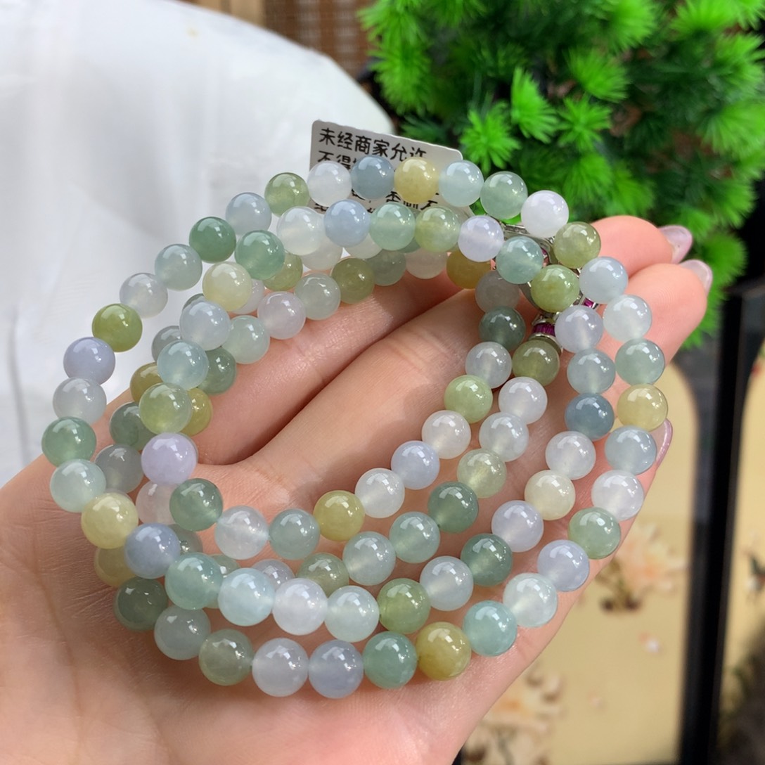 翡翠手链未镶嵌冰胶多宝项链卡6.8m m