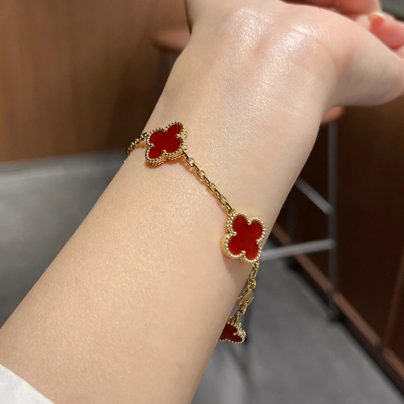 18K金红色五花手链高定版12克左右