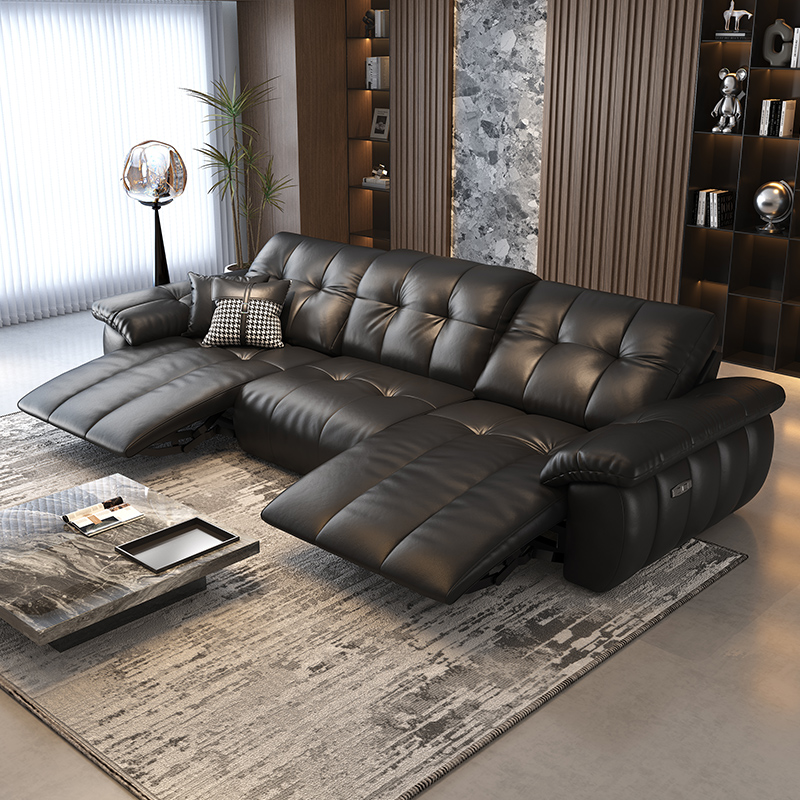 电动多功能沙发可躺可睡新款可调节伸缩智能云漫真皮沙发