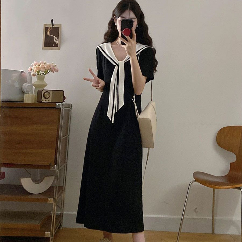 YH-67018大码女装胖mm显瘦减龄学院风短袖连衣裙夏季新款小棉裙