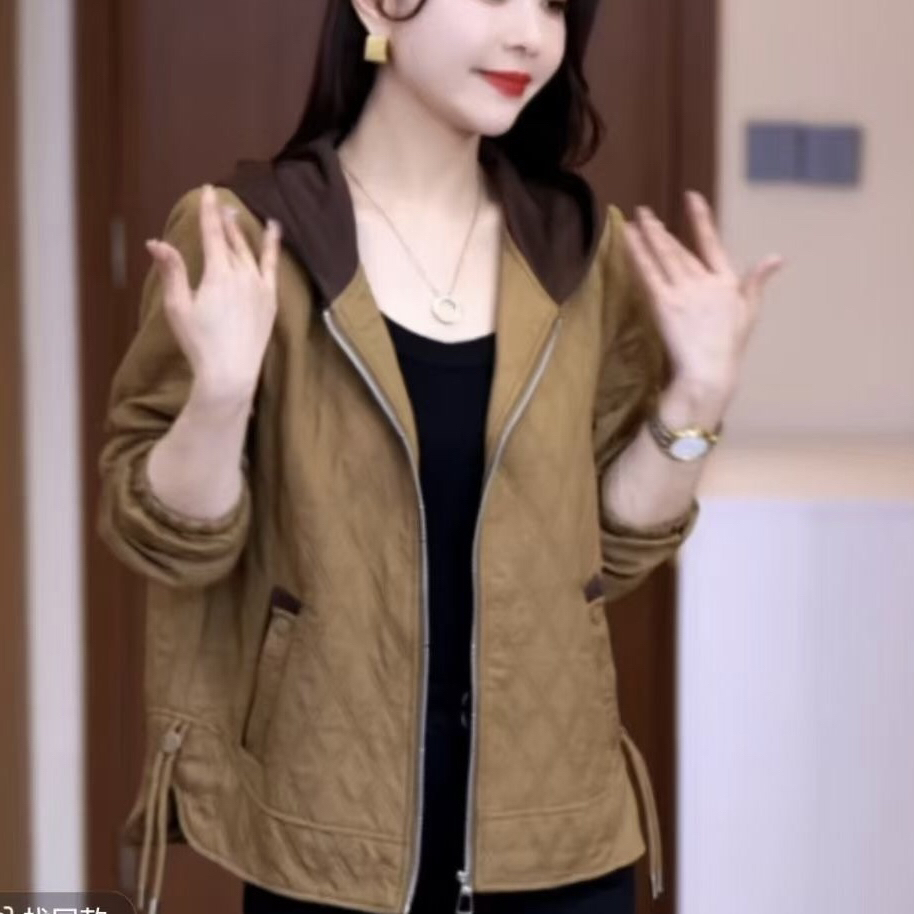 连帽常规款中老年秋季显瘦百搭宽松开衫女装外套