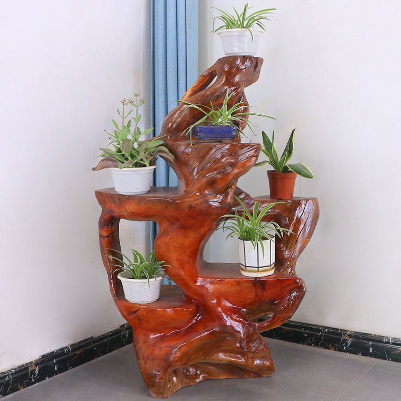 根雕树根天然实木阳台花架室内原木客厅根艺花盆架MH10521