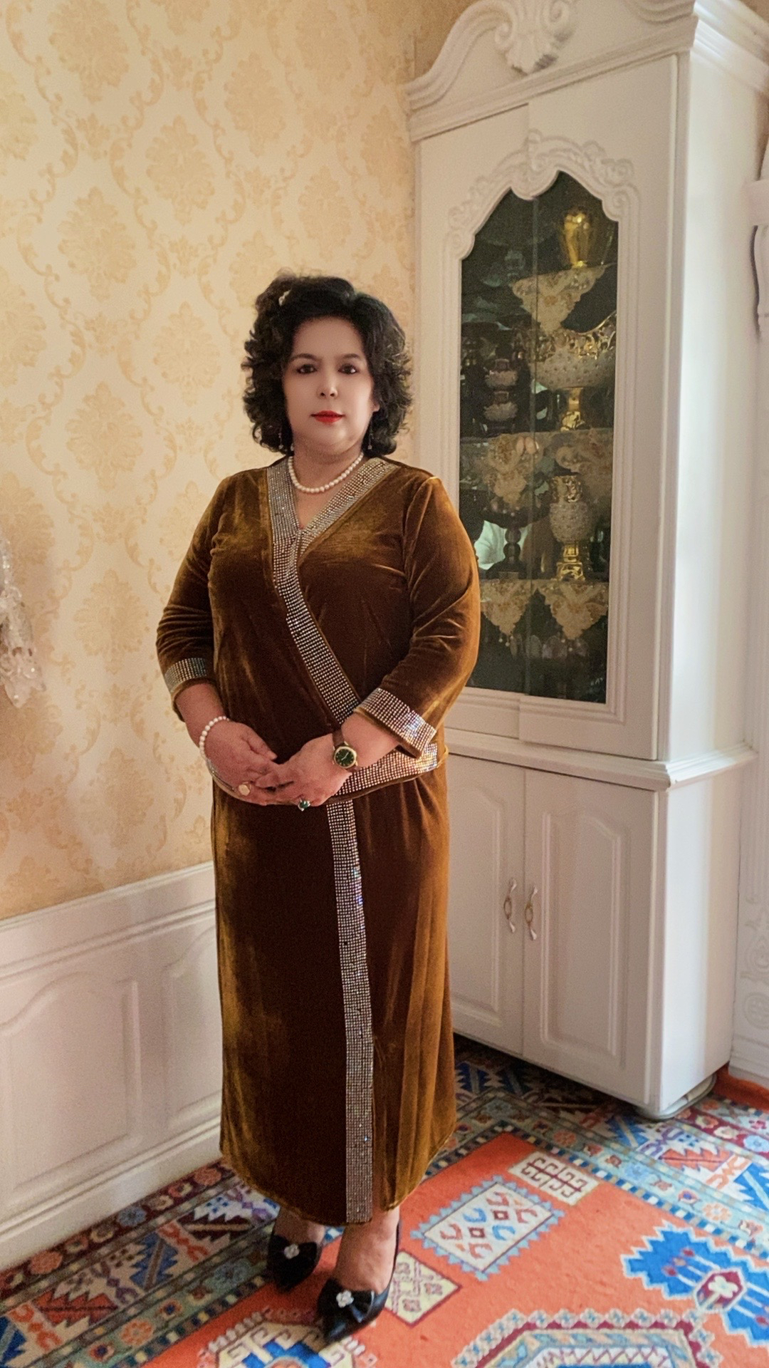 AYNUR大码女装网红新中式民族风中长款气质提花国风传统藏式秋冬