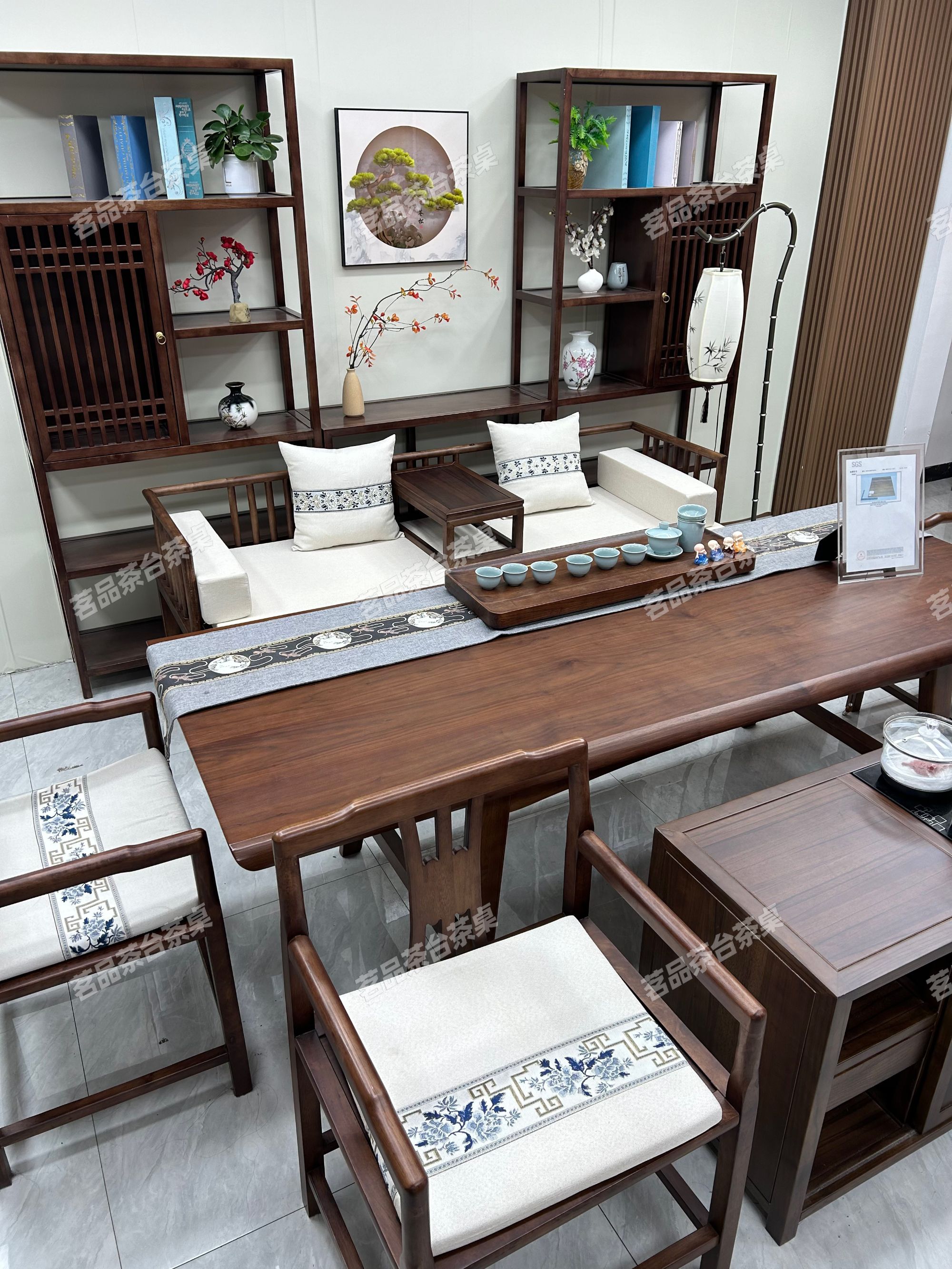 现代简约组合茶桌椅源头工厂胡桃实木大板办公泡茶家用茶几家具