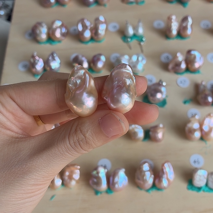 水***空淡水珍珠耳饰银S925镶嵌