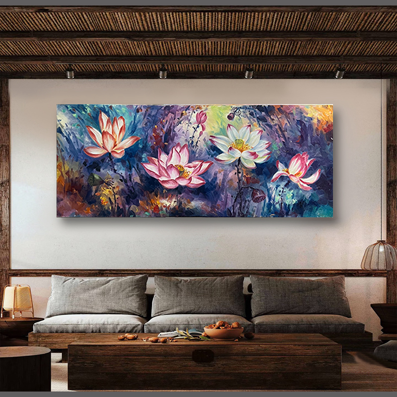 （荷花床头油画）画疯原创油画