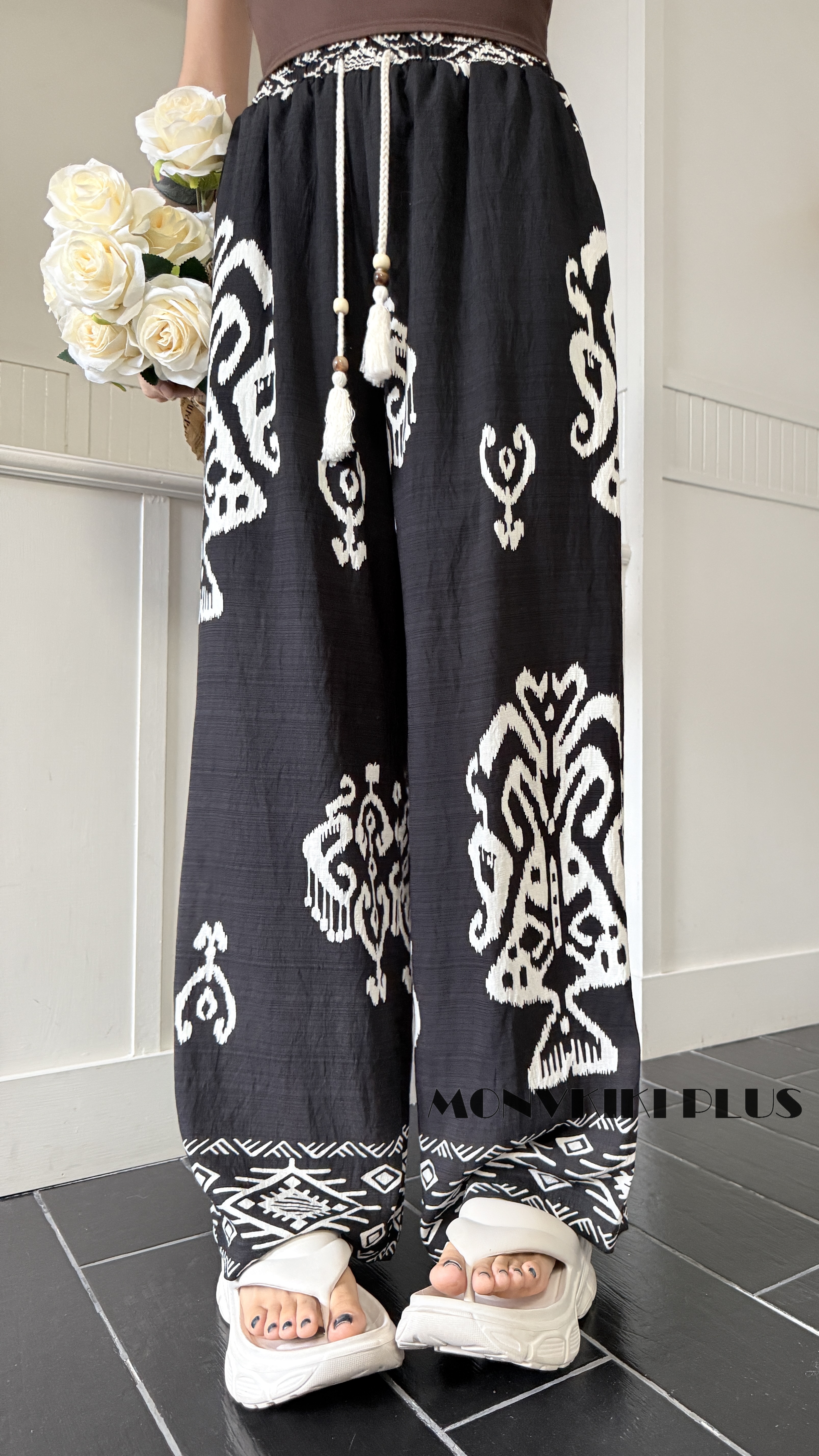 MoNvKiKiPlus5【深呼吸】老钱风复古高腰显瘦直筒阔腿女休闲裤H062