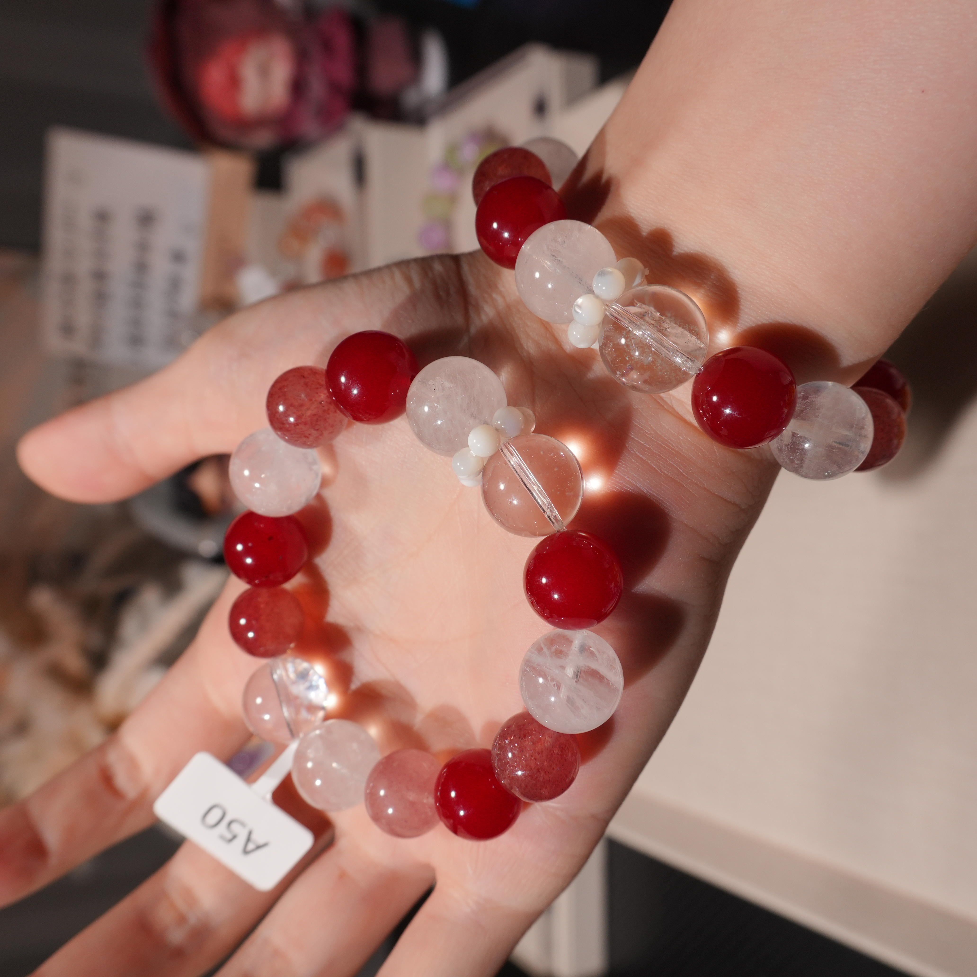 白阿塞 雪花幽灵水晶 14-15点位 发一串 A50