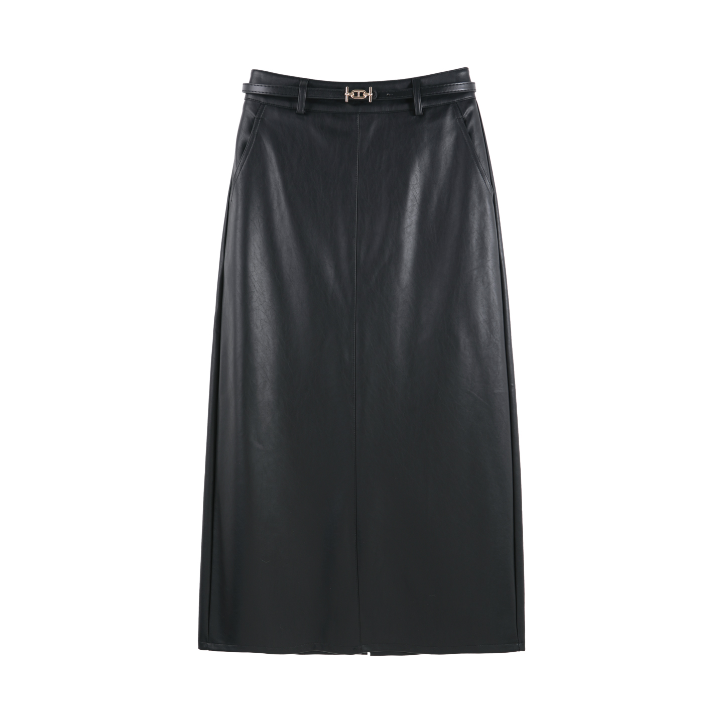 复古干练风显白气质皮带点缀高腰直筒中长款半身裙HBXW918340