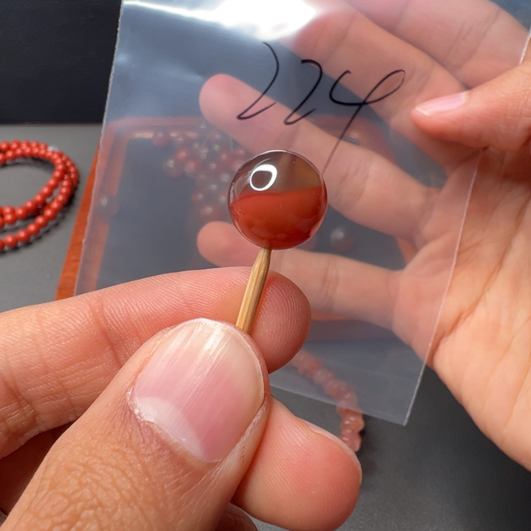 南红玛瑙未镶嵌224号南红单珠12+