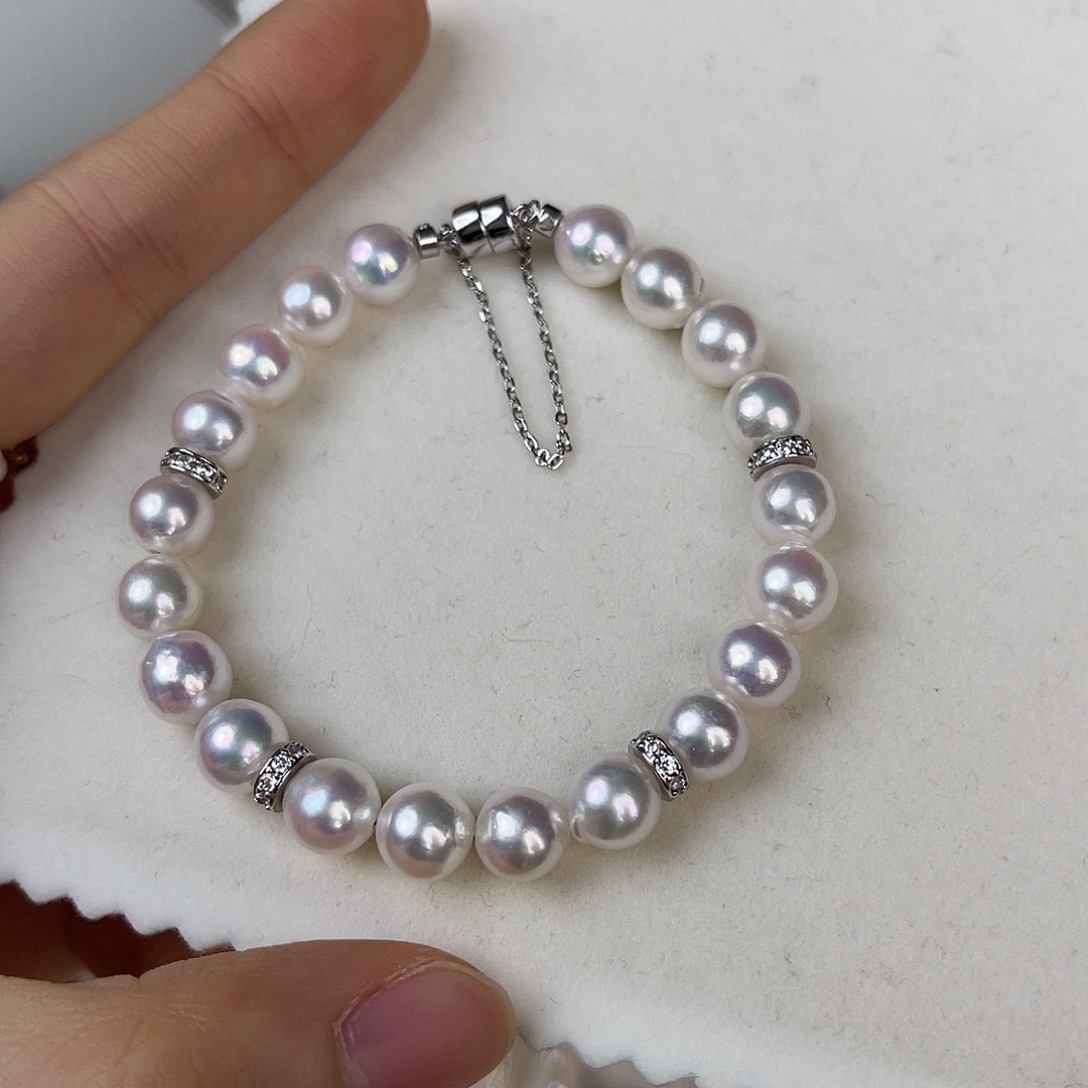 银S925镶嵌海水珍珠手绳