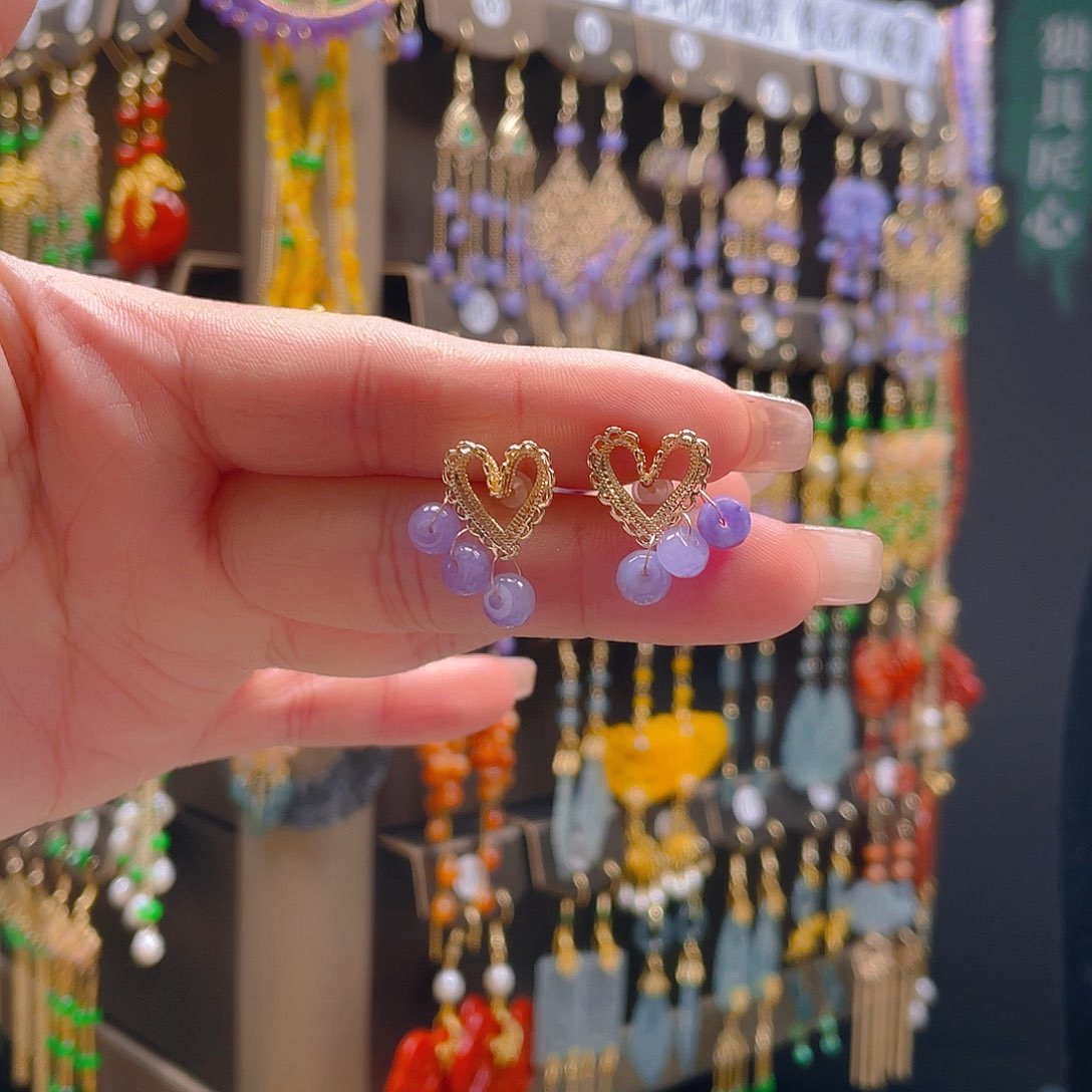 翡翠耳饰合金翡翠