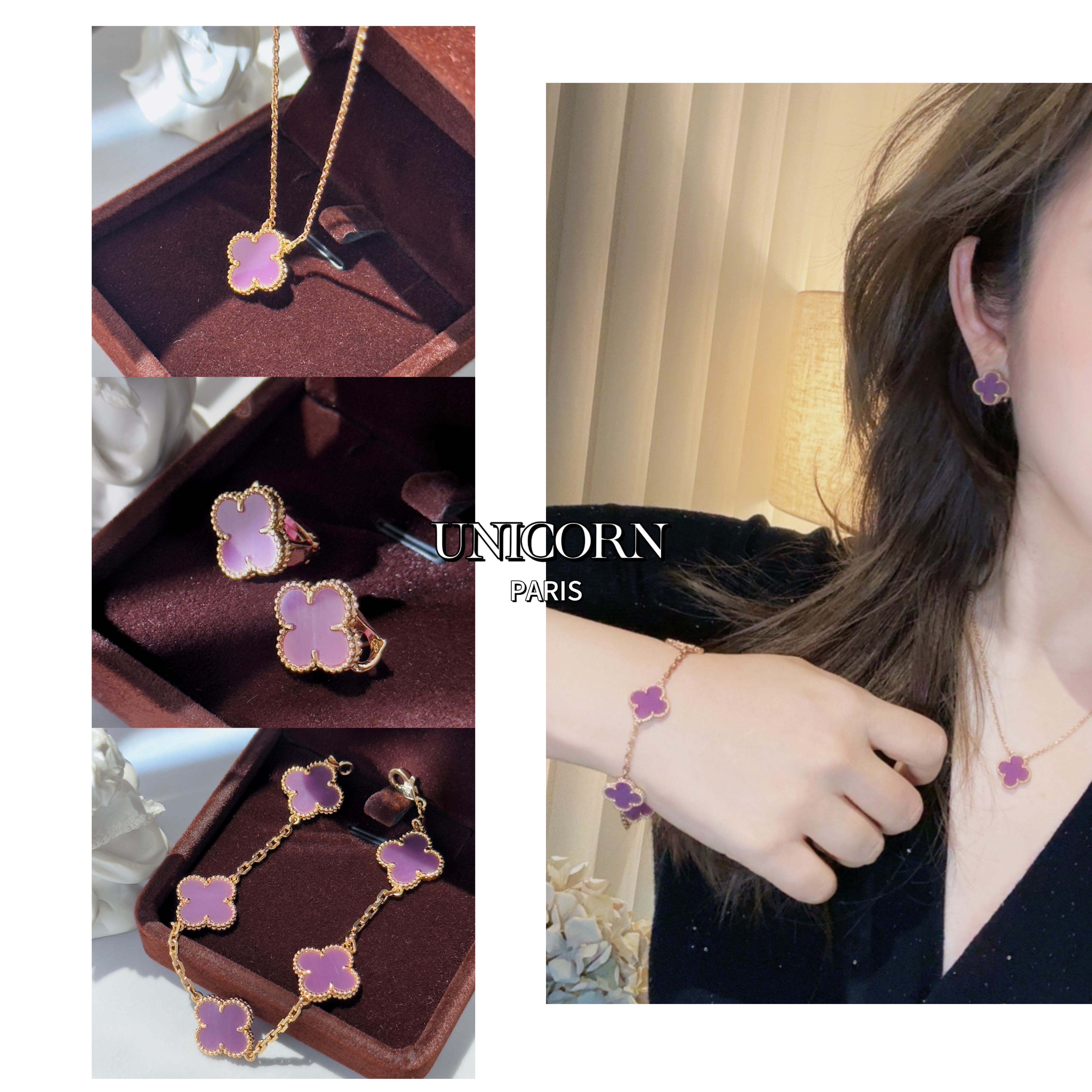 铜合金项链 轻奢紫色项链/耳拍/手链 JS0840-1/ES1421-1/SS0275-2