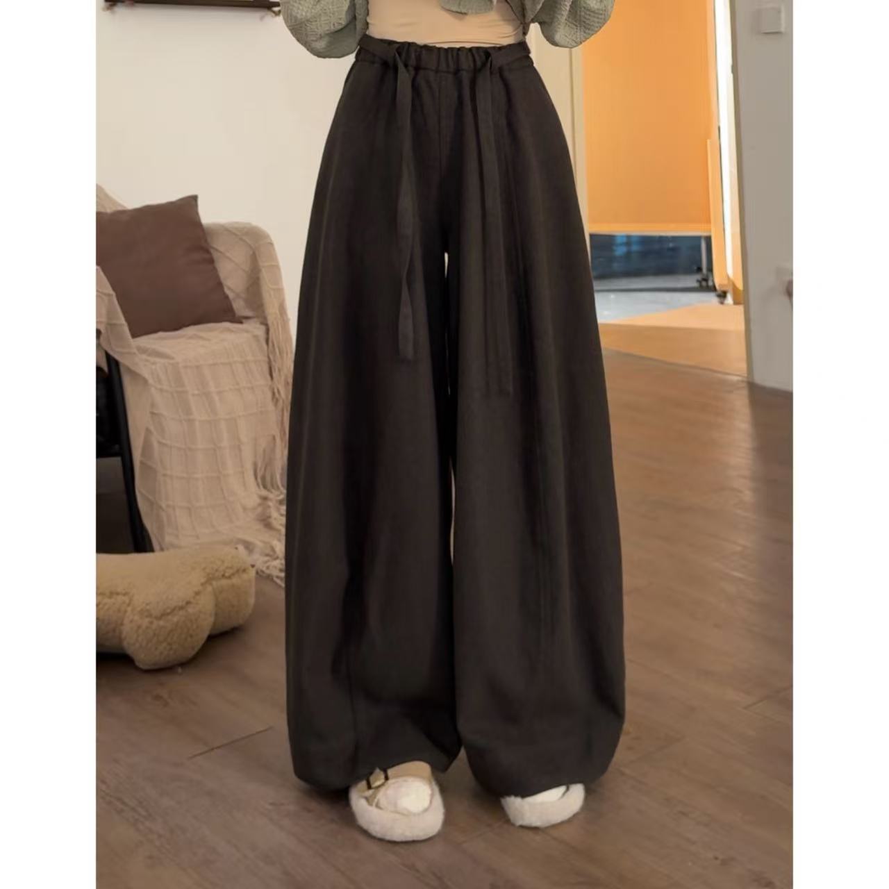 VGVL旻旻裤子秋冬季显瘦宽松百搭加厚慵懒休闲裤60381