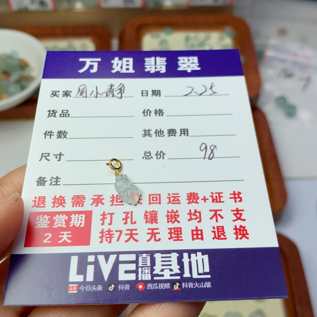 翡翠项链未镶嵌周*静小金鱼滴溜