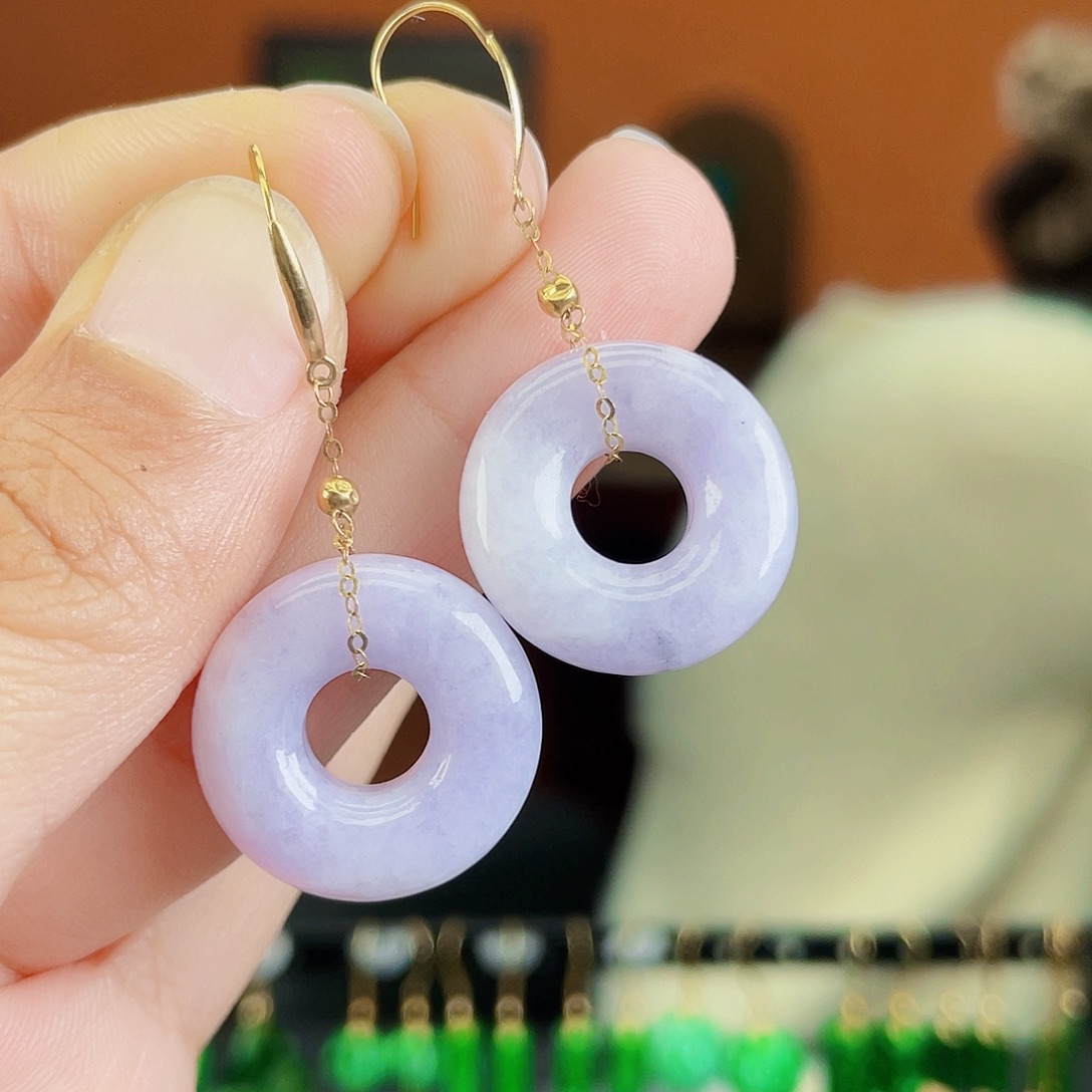 翡翠18K金镶嵌耳饰