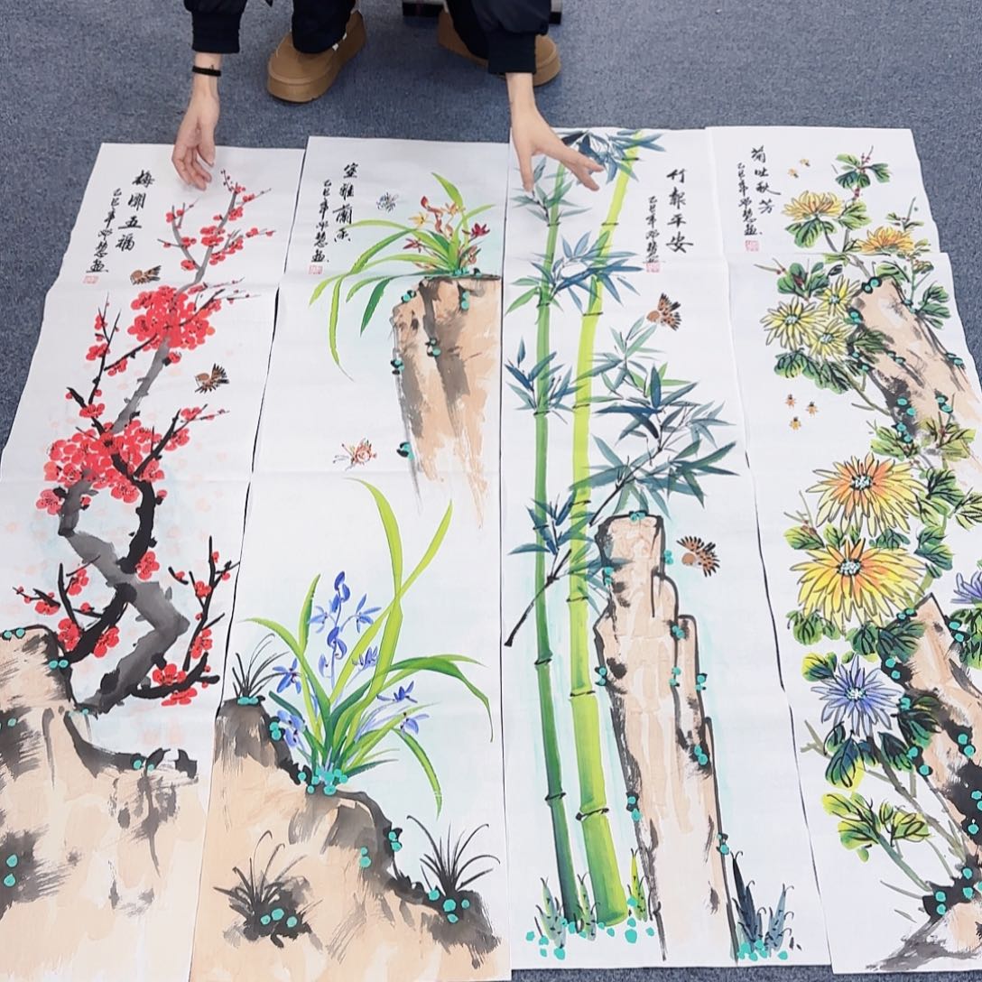 国画作品小姐姐放漏中