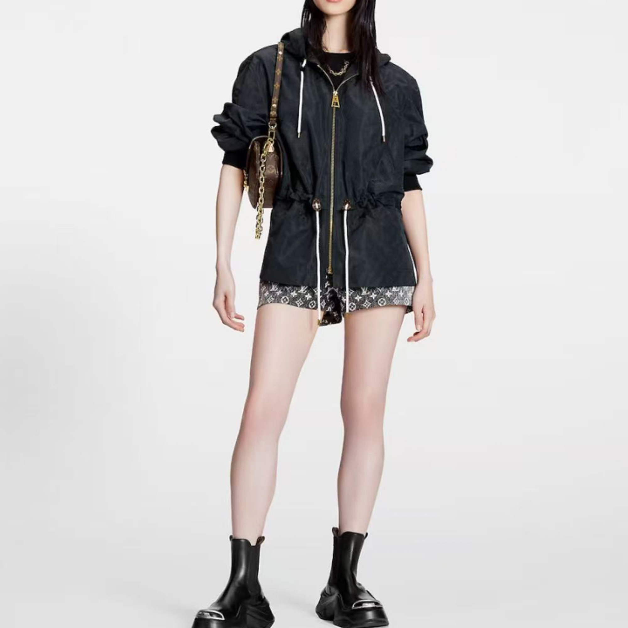 未使用 LouisVuitton/路易威登 Monogram 连帽拉链长袖夹克外套