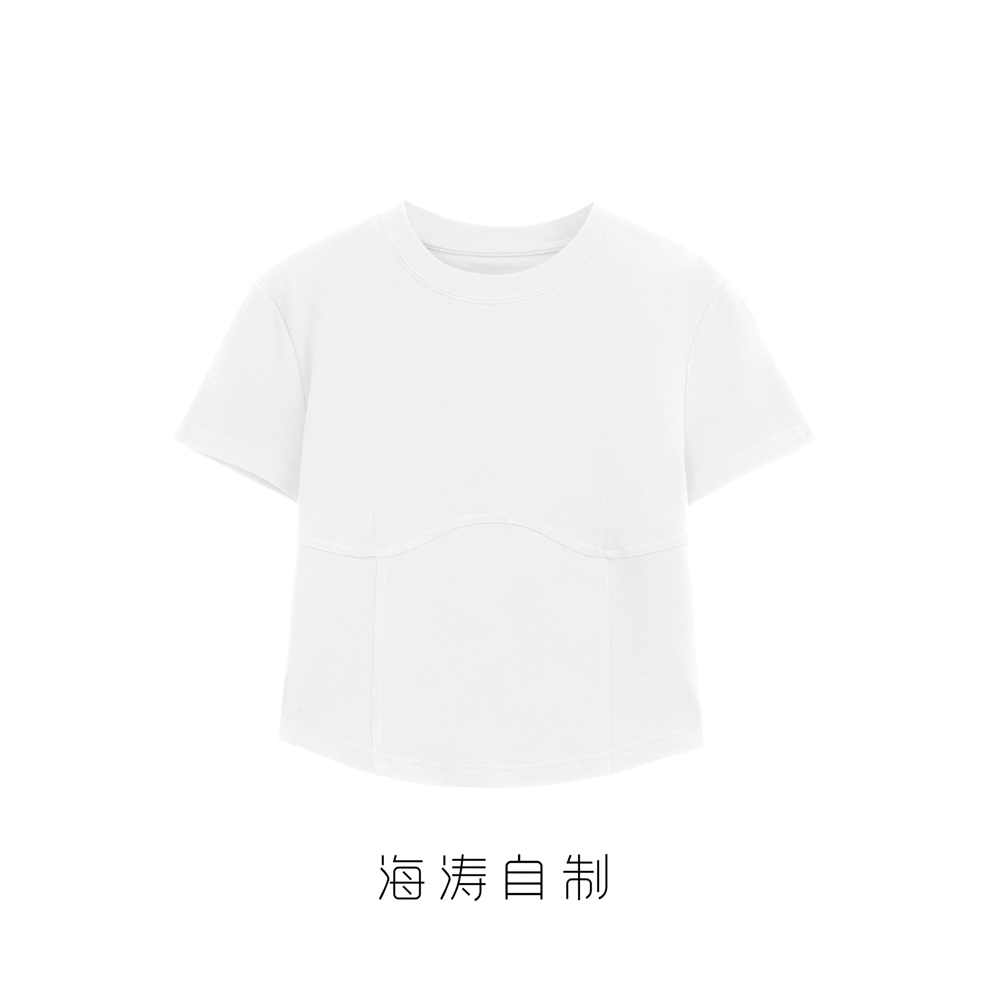 MOVNSENR 「重现曲线」M洋人鱼线拼接圆领短袖 HMRD63212