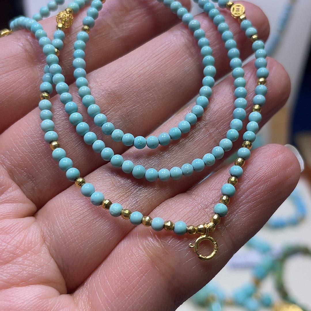 绿松石18K金镶嵌万能链