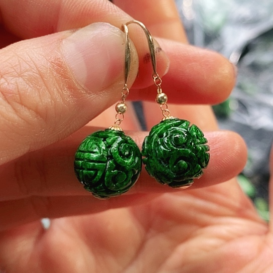 翡翠18K金镶嵌手链挽*耳饰