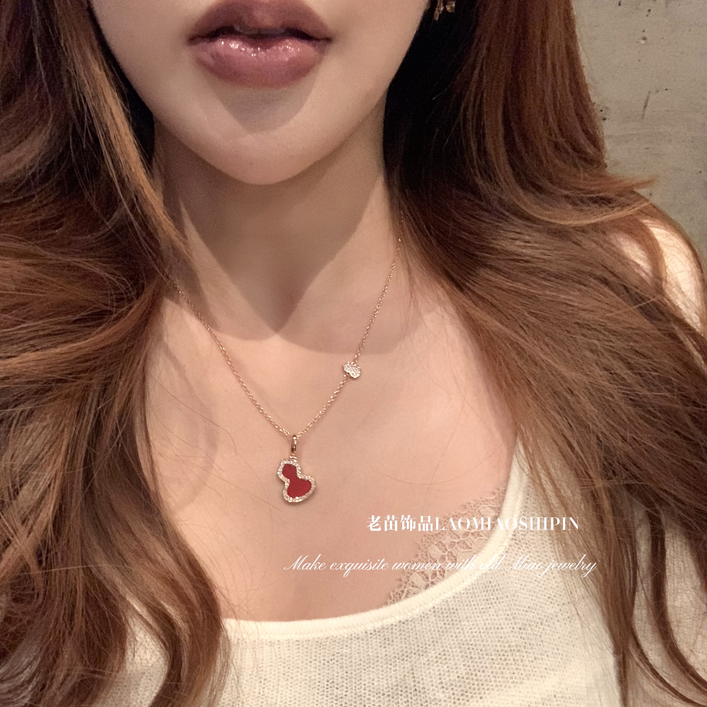 铜合金项链 大葫芦镀18K金吊坠项链