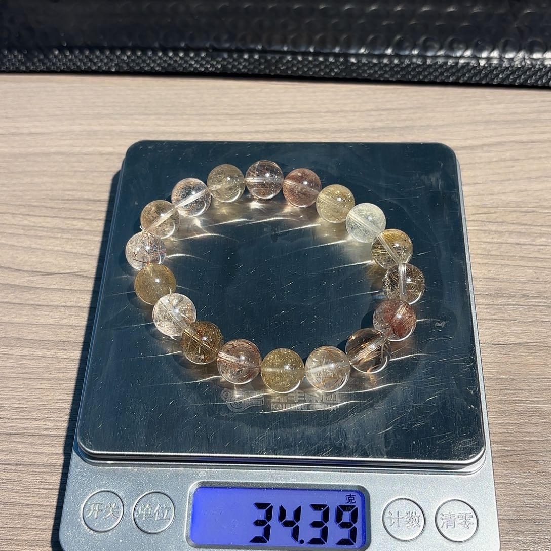 天然彩发晶尺寸11mm